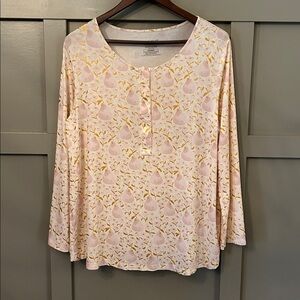 Magnetic Me Pearadise Modal Nursing Top Metallic Gold Pear Long Sleeve XL 16 -18